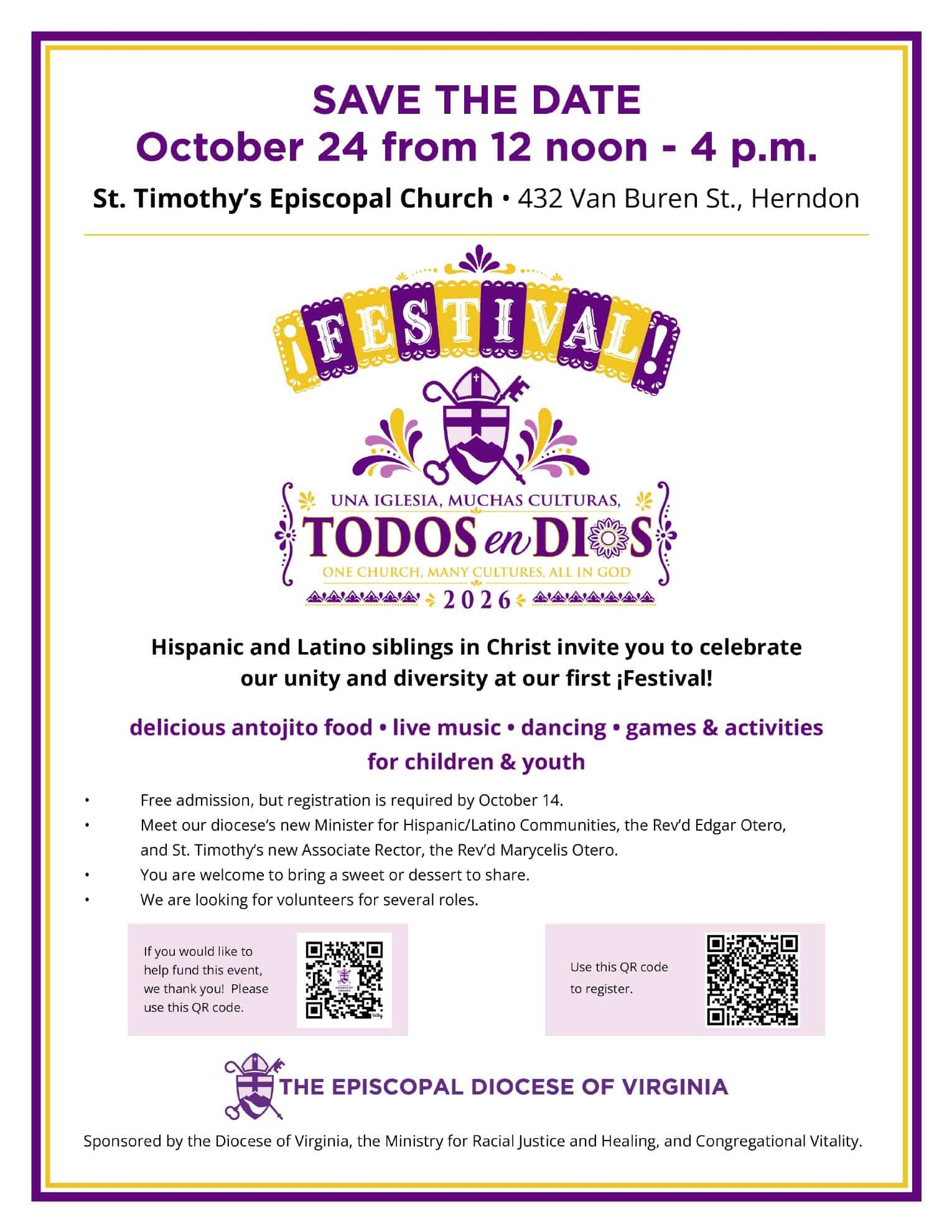 Festival flyer for One Church, Many Cultures, All in God 2026