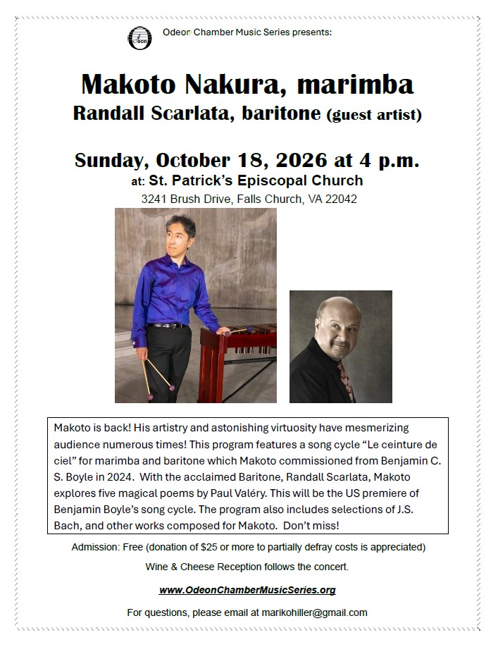 Makoto Nakura marimba recital flyer with Randall Scarlata