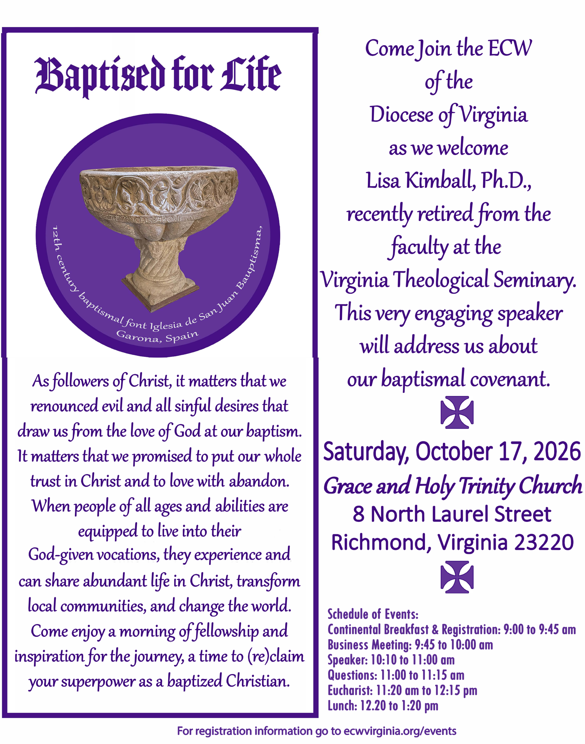 Baptised for Life ECW diocesan meeting event flyer