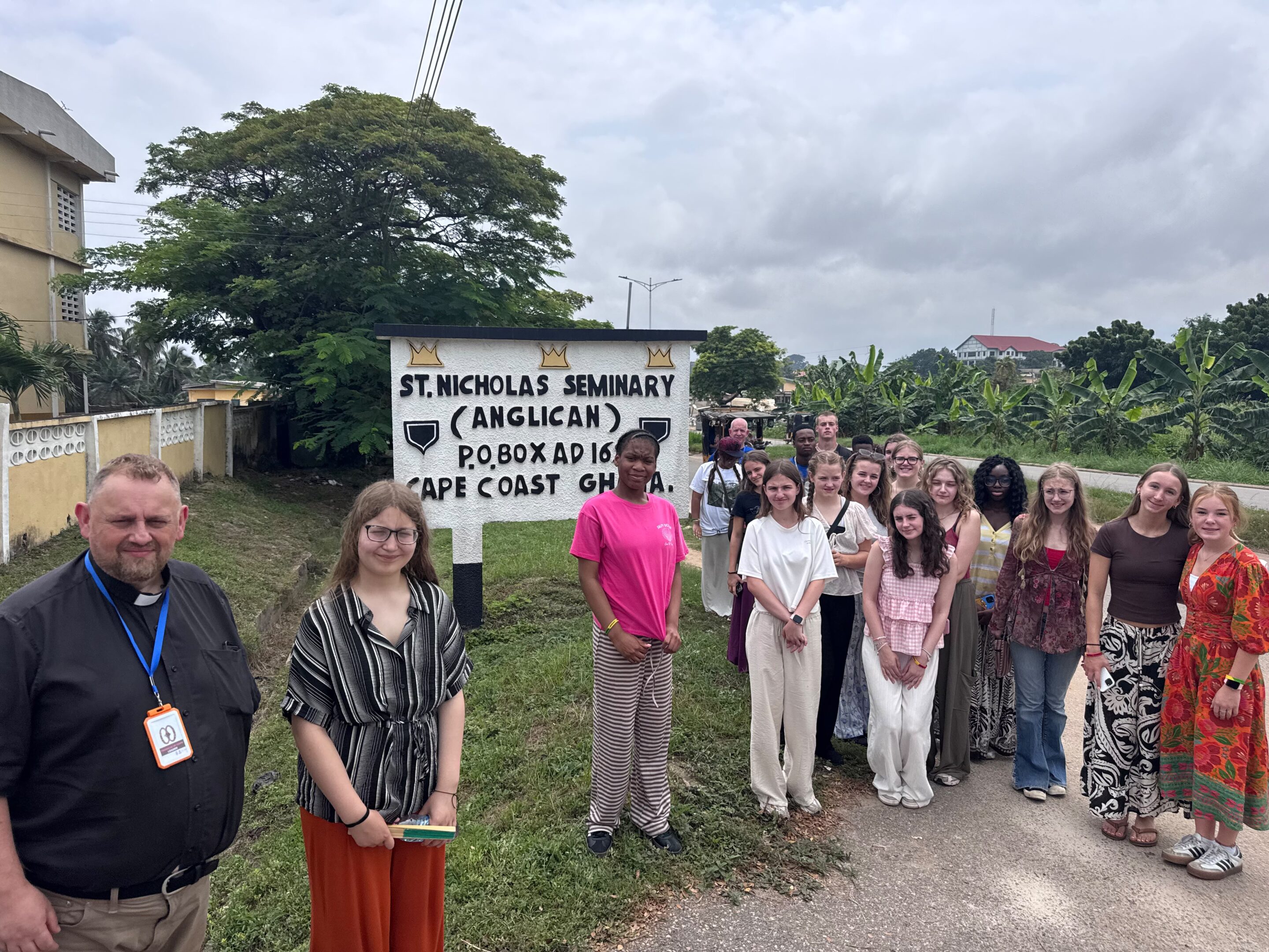 Diocese of Virginia Triangle of Hope youth outside St. Nicholas Seminary in Cape Coast, Ghana