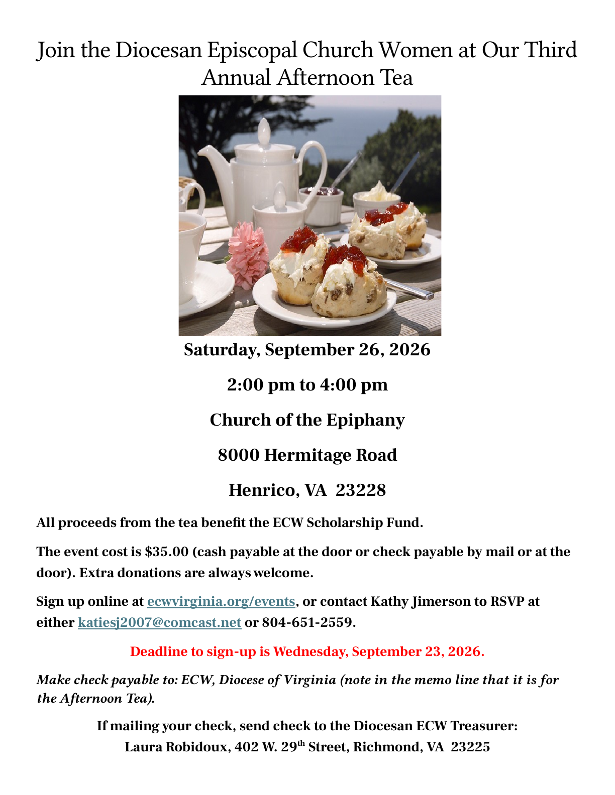 Third Annual ECW Afternoon Tea invitation