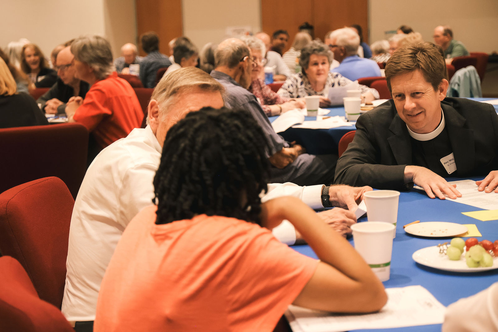 The Rev. Will Packard speaks during Faith250 at St. Peter’s in the Woods