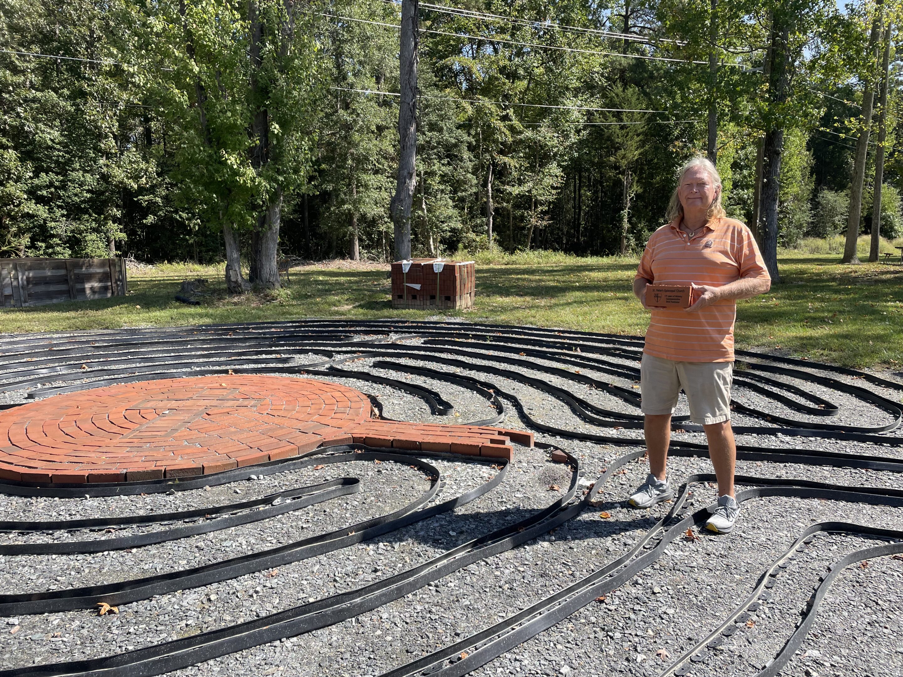 The labyrinth under construction at St. Peter's, Oak Grove