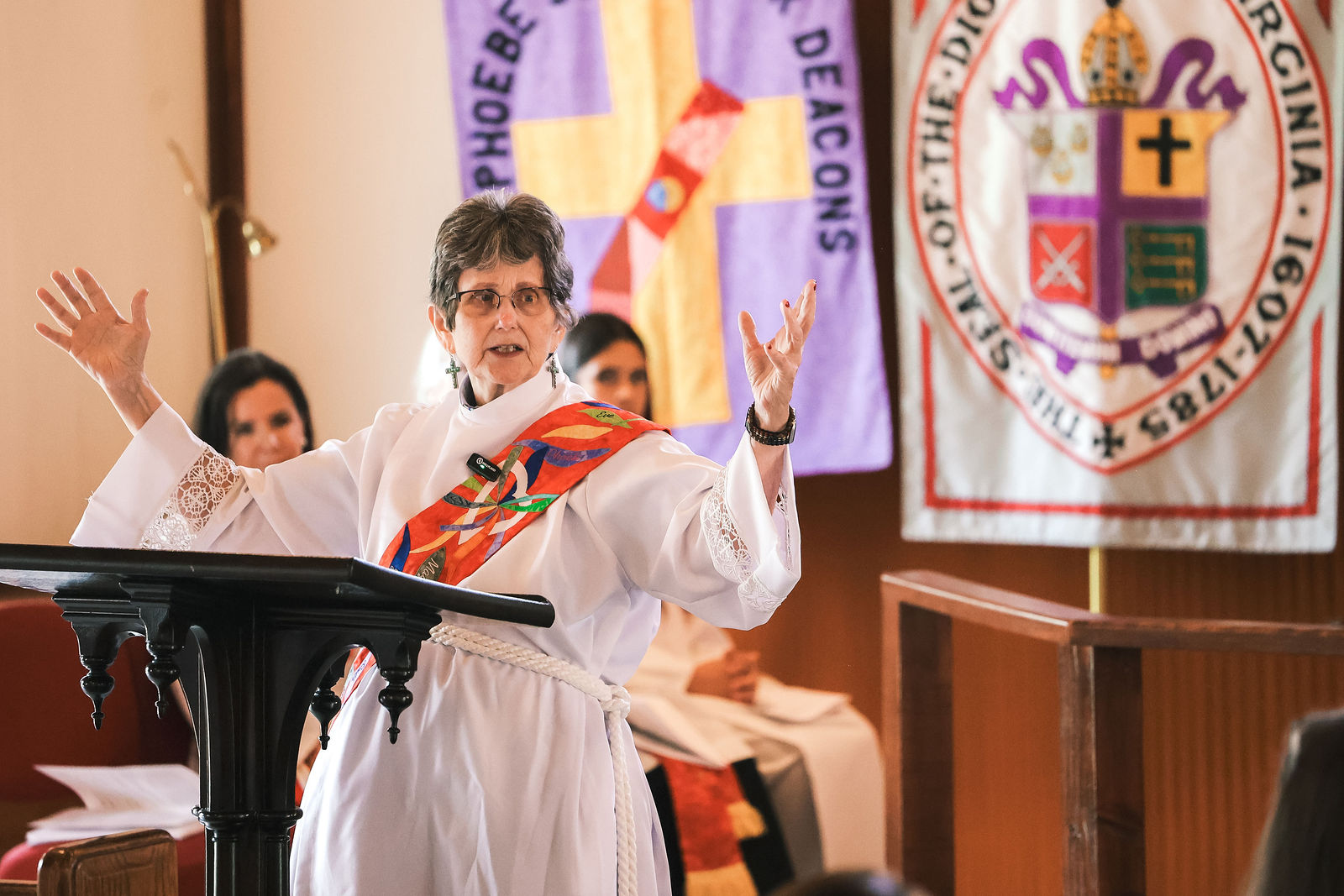 The Rev. Deacon Judi Thomas preaches during Melissa Ann Carter's ordination service.